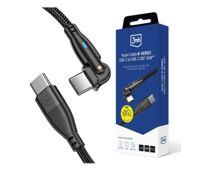 Kabel 3mk Hyper Cable N-SERIES C to C 2m PD 3.0 QC 3.0 20V/3A 60W Blac